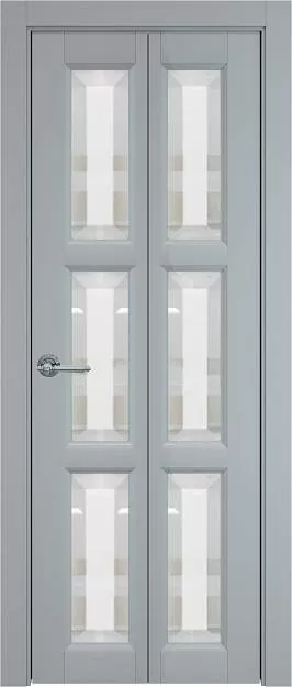 Межкомнатная дверь Porta Classic Milano Книжка, цвет - Серебристо-серая эмаль (RAL 7045), Со стеклом (ДО)
